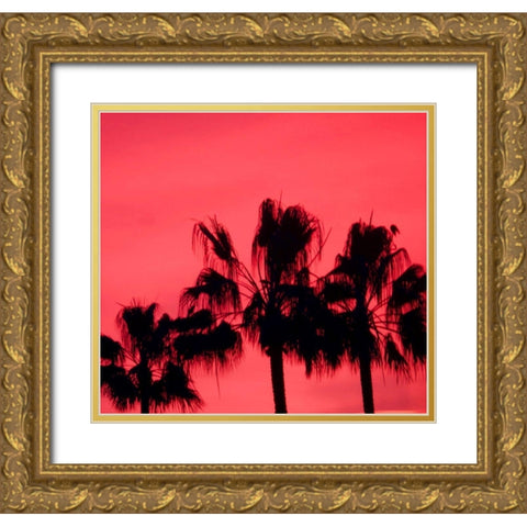 Neon Palm Trees III Gold Ornate Wood Framed Art Print with Double Matting by Singleton, Ashley