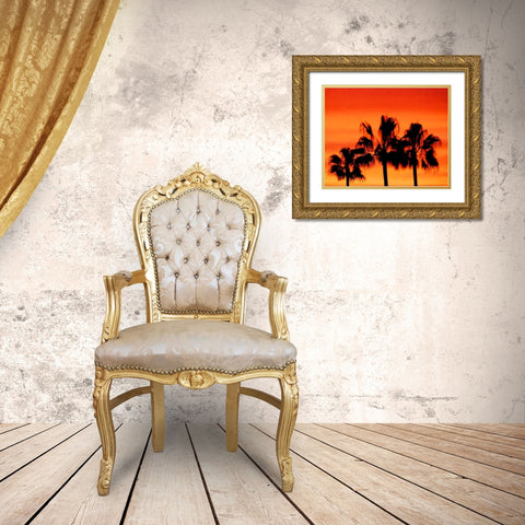 Neon Palm Trees IV Gold Ornate Wood Framed Art Print with Double Matting by Singleton, Ashley