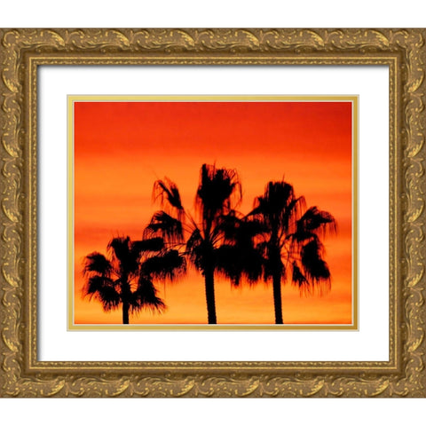 Neon Palm Trees IV Gold Ornate Wood Framed Art Print with Double Matting by Singleton, Ashley