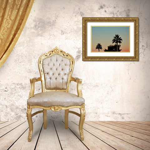 Palm Tree Sunset Gold Ornate Wood Framed Art Print with Double Matting by Singleton, Ashley