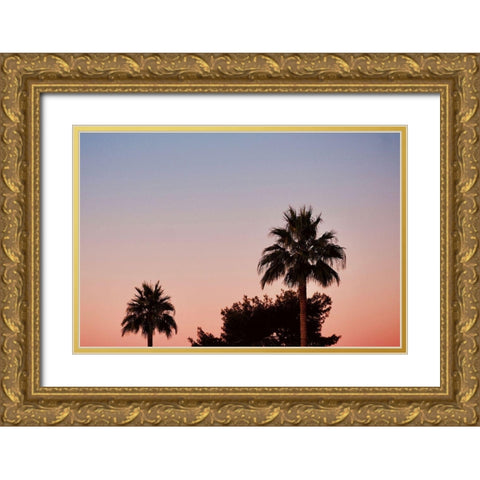 Palm Tree Sunset II Gold Ornate Wood Framed Art Print with Double Matting by Singleton, Ashley
