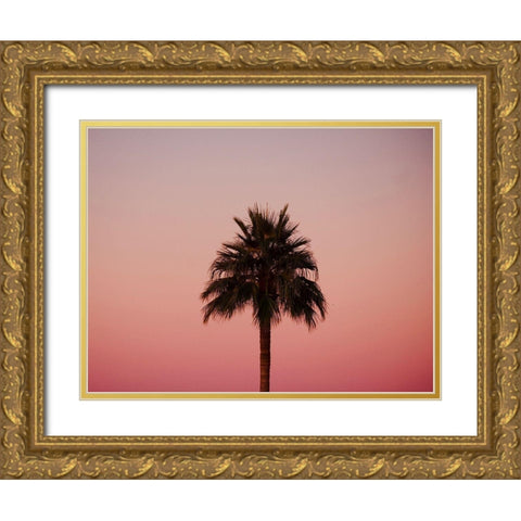 Palm Tree Sunset III Gold Ornate Wood Framed Art Print with Double Matting by Singleton, Ashley