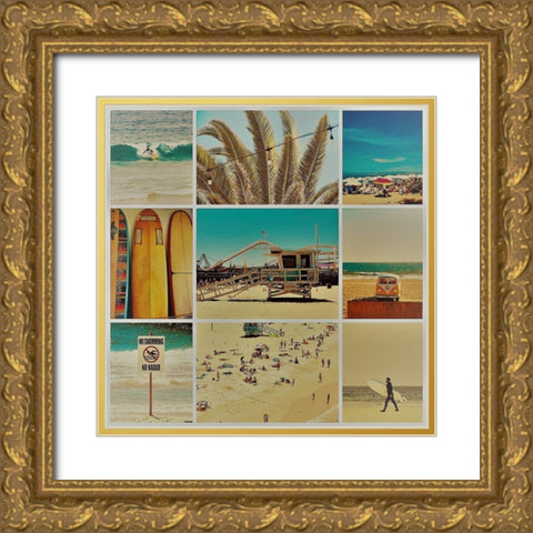 Surfer Collage III Gold Ornate Wood Framed Art Print with Double Matting by Singleton, Ashley