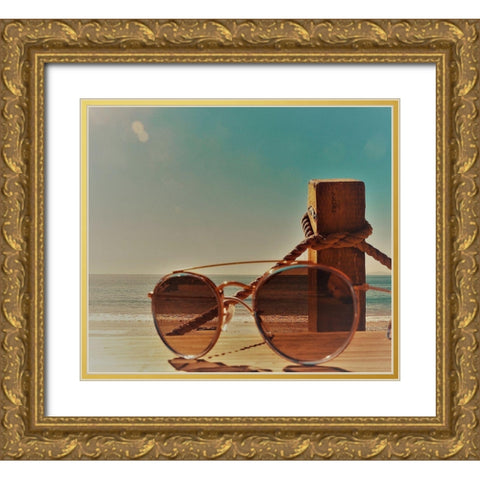 Shades V Gold Ornate Wood Framed Art Print with Double Matting by Singleton, Ashley