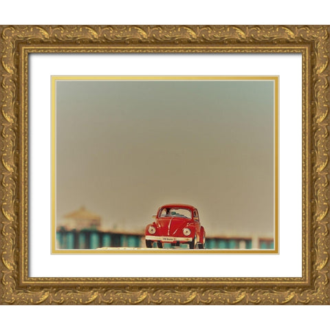 Red Car V Gold Ornate Wood Framed Art Print with Double Matting by Singleton, Ashley