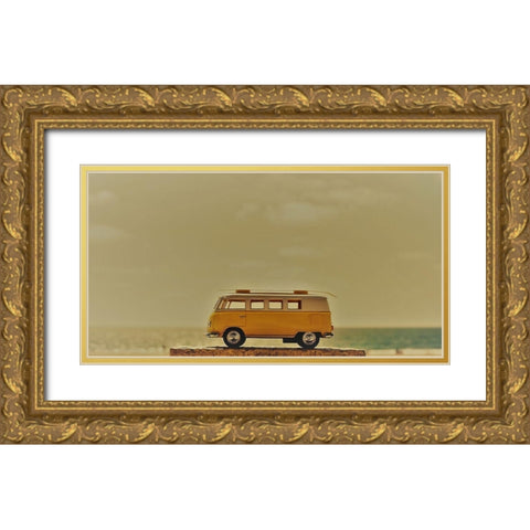 Yellow Bus Gold Ornate Wood Framed Art Print with Double Matting by Singleton, Ashley