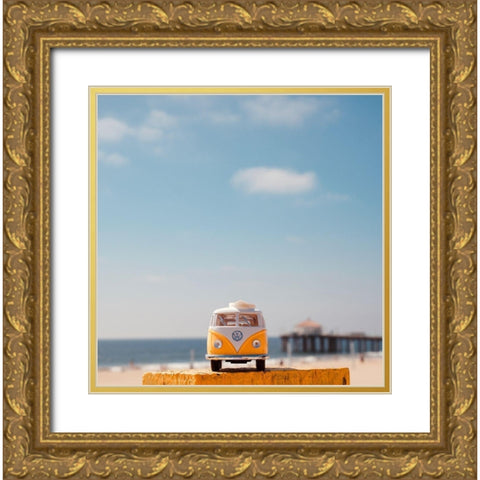 Yellow Bus III Gold Ornate Wood Framed Art Print with Double Matting by Singleton, Ashley