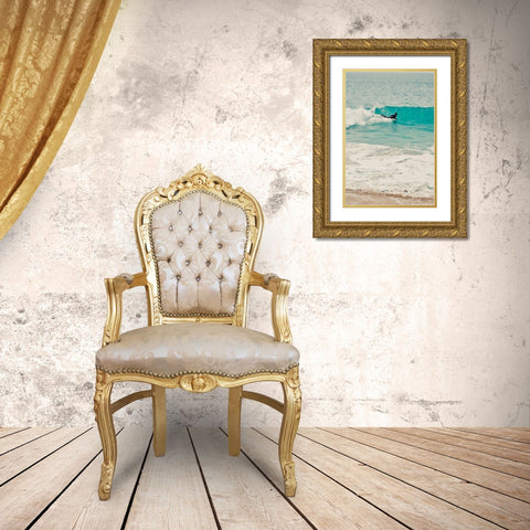 Surfs Up Gold Ornate Wood Framed Art Print with Double Matting by Singleton, Ashley