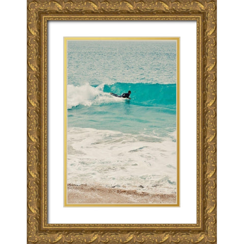 Surfs Up Gold Ornate Wood Framed Art Print with Double Matting by Singleton, Ashley