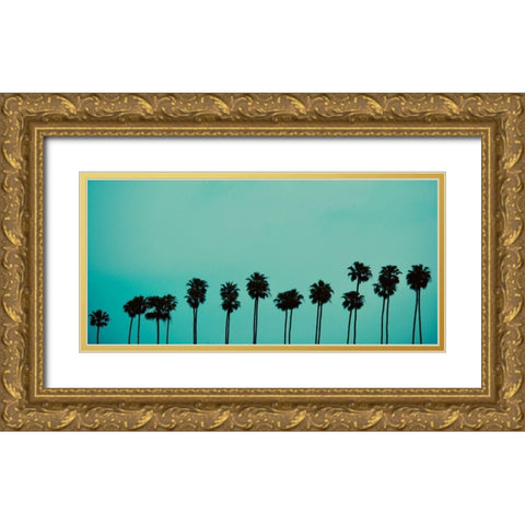 Palms in Color Gold Ornate Wood Framed Art Print with Double Matting by Singleton, Ashley