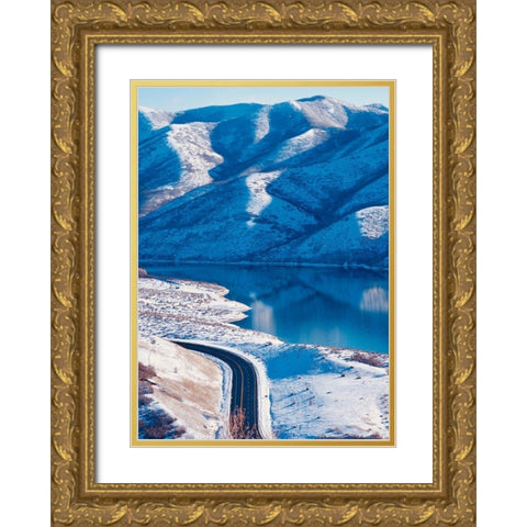 Winter Road II Gold Ornate Wood Framed Art Print with Double Matting by Singleton, Ashley