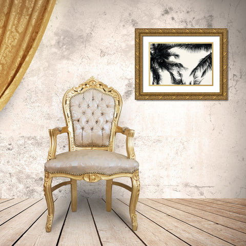 BW Palms Gold Ornate Wood Framed Art Print with Double Matting by Singleton, Ashley