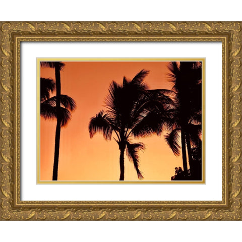 Palms at Sunset Gold Ornate Wood Framed Art Print with Double Matting by Singleton, Ashley