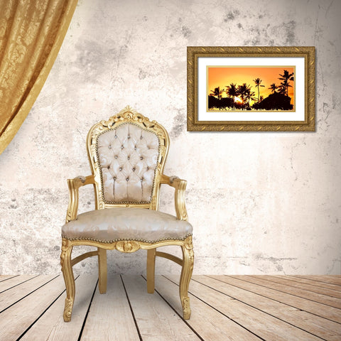 Palms at Sunset III Gold Ornate Wood Framed Art Print with Double Matting by Singleton, Ashley