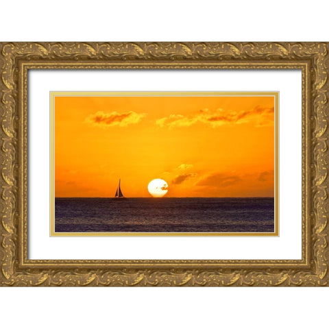Sunset Sail II Gold Ornate Wood Framed Art Print with Double Matting by Singleton, Ashley