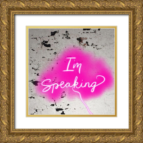 Im Speaking - Pink Gold Ornate Wood Framed Art Print with Double Matting by Singleton, Ashley