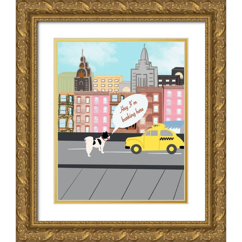 Barking Here Gold Ornate Wood Framed Art Print with Double Matting by Singleton, Ashley