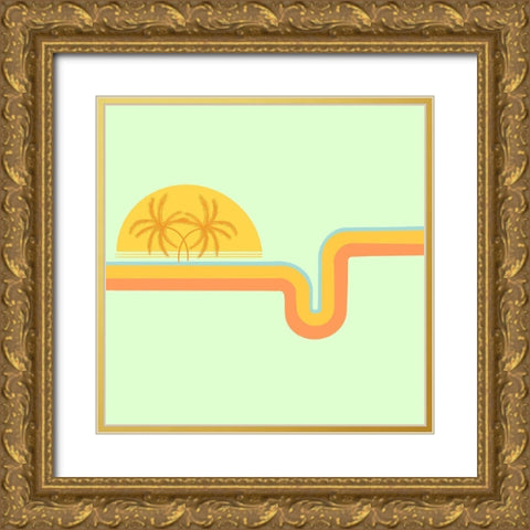 Sun and Palms Gold Ornate Wood Framed Art Print with Double Matting by Singleton, Ashley