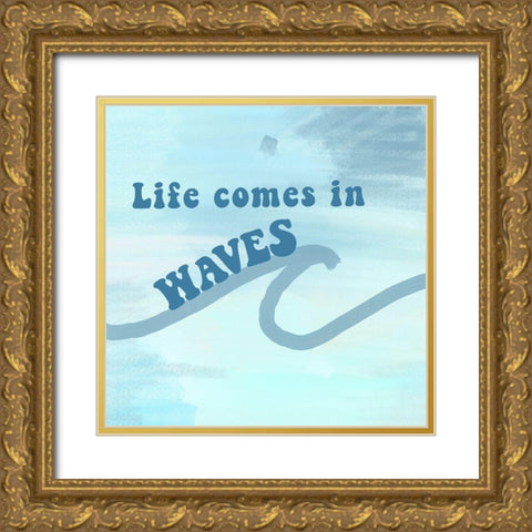 Waves Gold Ornate Wood Framed Art Print with Double Matting by Singleton, Ashley