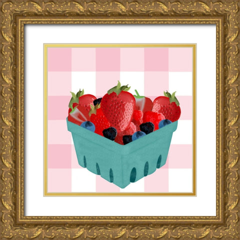 Berries Gold Ornate Wood Framed Art Print with Double Matting by Singleton, Ashley