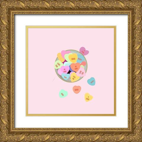 Heart Candy Gold Ornate Wood Framed Art Print with Double Matting by Singleton, Ashley