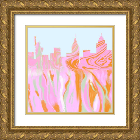 City Skyline II Gold Ornate Wood Framed Art Print with Double Matting by Singleton, Ashley
