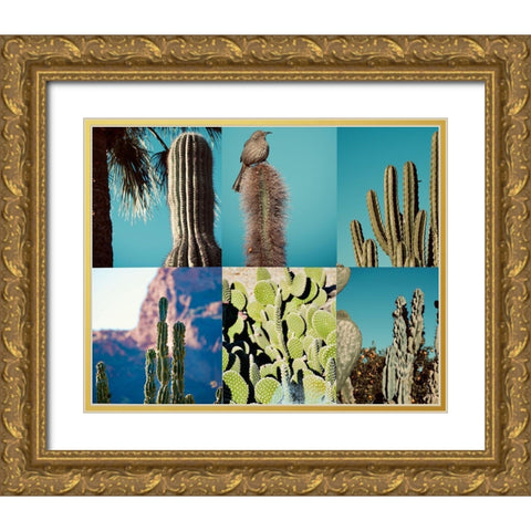 Cactus Gold Ornate Wood Framed Art Print with Double Matting by Singleton, Ashley