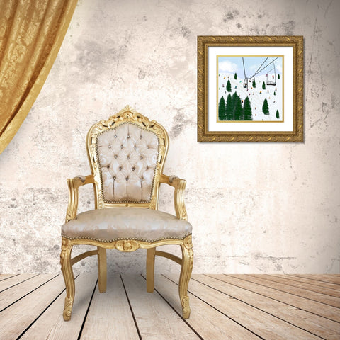 Ski Lift Gold Ornate Wood Framed Art Print with Double Matting by Singleton, Ashley