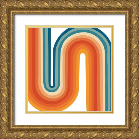 Retro Rainbow Gold Ornate Wood Framed Art Print with Double Matting by Singleton, Ashley