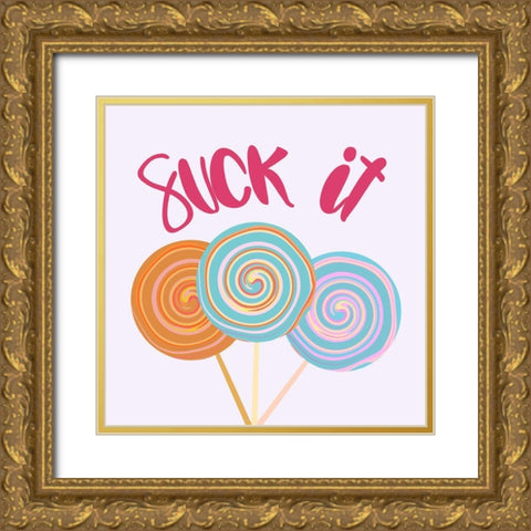 Suck It Gold Ornate Wood Framed Art Print with Double Matting by Singleton, Ashley