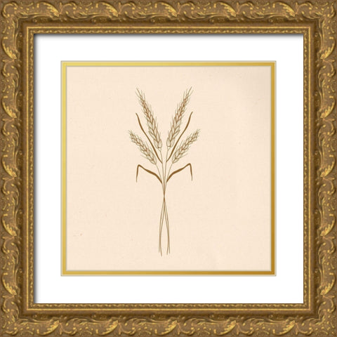 Wheat Stalks Gold Ornate Wood Framed Art Print with Double Matting by Singleton, Ashley