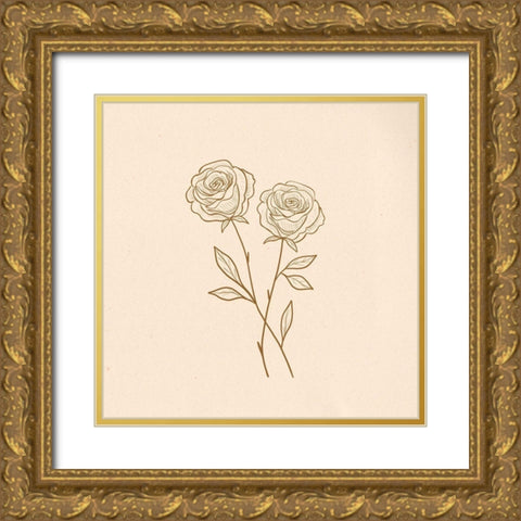 Roses Gold Ornate Wood Framed Art Print with Double Matting by Singleton, Ashley