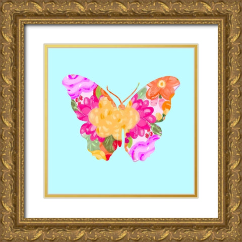 Bright Butterfly I Gold Ornate Wood Framed Art Print with Double Matting by Singleton, Ashley
