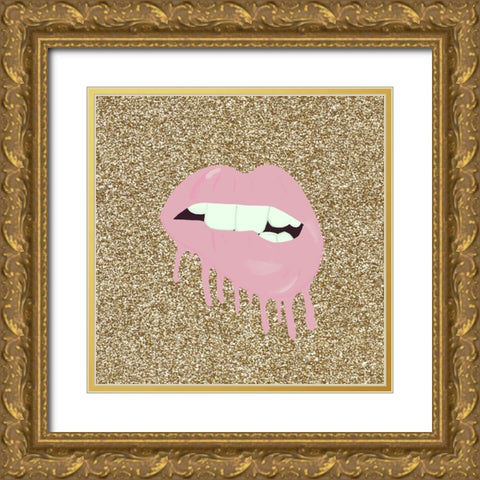 Lips Gold Ornate Wood Framed Art Print with Double Matting by Singleton, Ashley