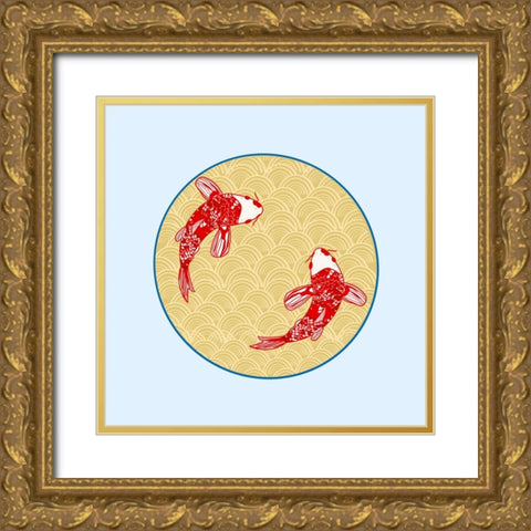Koi Fish Gold Ornate Wood Framed Art Print with Double Matting by Singleton, Ashley