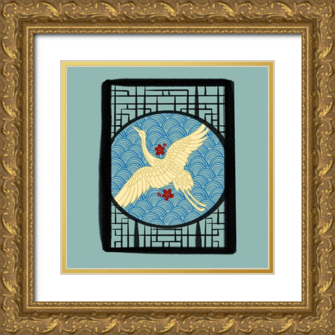 Crane Gold Ornate Wood Framed Art Print with Double Matting by Singleton, Ashley