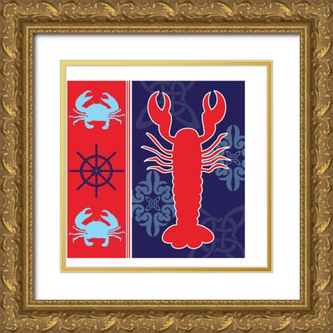 Ahoy X Gold Ornate Wood Framed Art Print with Double Matting by ND Art and Design