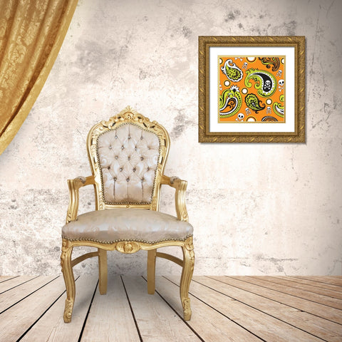 Angst Pumpkin III Gold Ornate Wood Framed Art Print with Double Matting by ND Art and Design