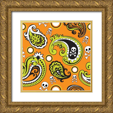 Angst Pumpkin III Gold Ornate Wood Framed Art Print with Double Matting by ND Art and Design