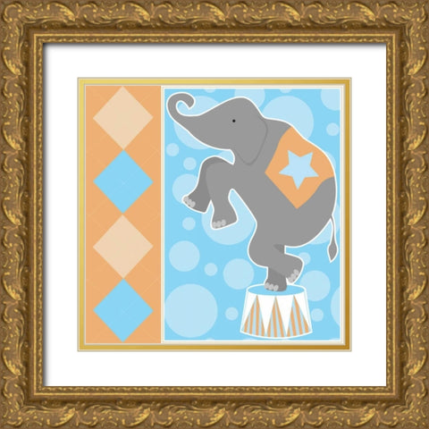 Baby Big Top IX Blue Gold Ornate Wood Framed Art Print with Double Matting by ND Art and Design