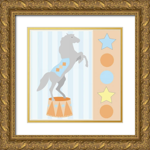 Baby Big Top XI Blue Gold Ornate Wood Framed Art Print with Double Matting by ND Art and Design