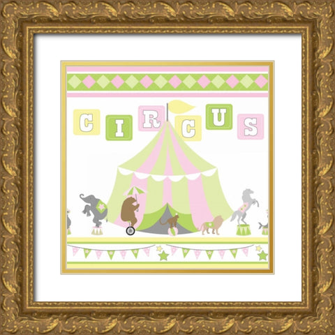 Baby Big Top VII Pink Gold Ornate Wood Framed Art Print with Double Matting by ND Art and Design