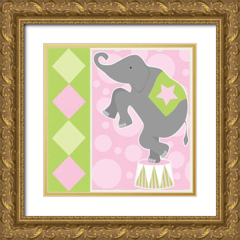 Baby Big Top IX Pink Gold Ornate Wood Framed Art Print with Double Matting by ND Art and Design