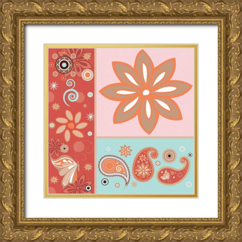 Boho Chic Rust XI Gold Ornate Wood Framed Art Print with Double Matting by ND Art and Design