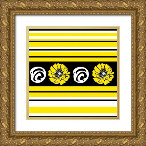 Bold Yellow Flower II Gold Ornate Wood Framed Art Print with Double Matting by ND Art and Design