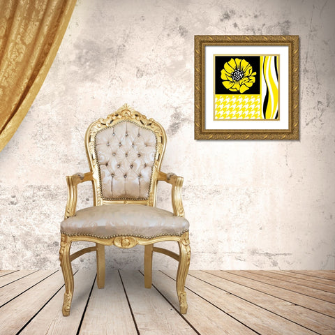 Bold Yellow Flower IX Gold Ornate Wood Framed Art Print with Double Matting by ND Art and Design