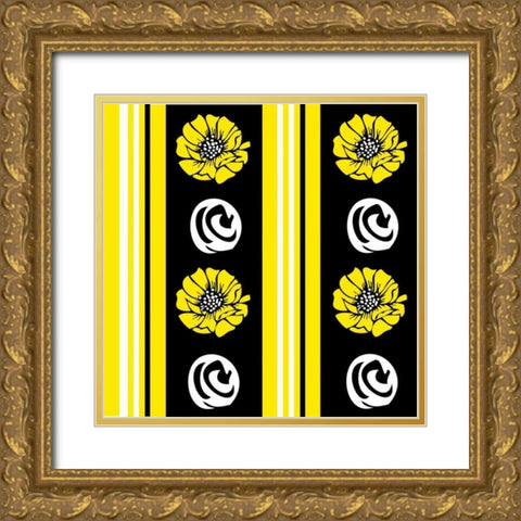Bold Yellow Flower XII Gold Ornate Wood Framed Art Print with Double Matting by ND Art and Design