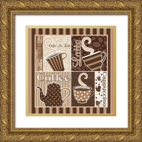 Cafe Au Lait Cocoa Latte XIII Gold Ornate Wood Framed Art Print with Double Matting by ND Art and Design