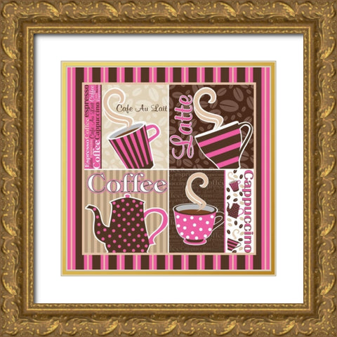 Cafe Au Lait Cocoa Punch XIII Gold Ornate Wood Framed Art Print with Double Matting by ND Art and Design