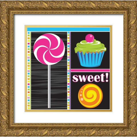 Candy Craze V Gold Ornate Wood Framed Art Print with Double Matting by ND Art and Design